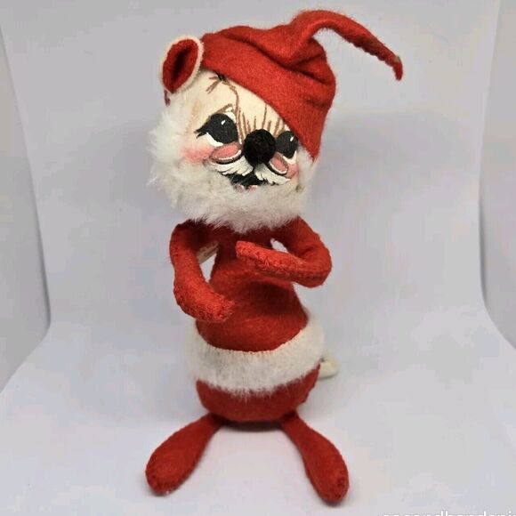 Vintage 1970's Annalee Mobilitee 6.5  Inch Christmas Mouse AS IS - Picture 1 of 14